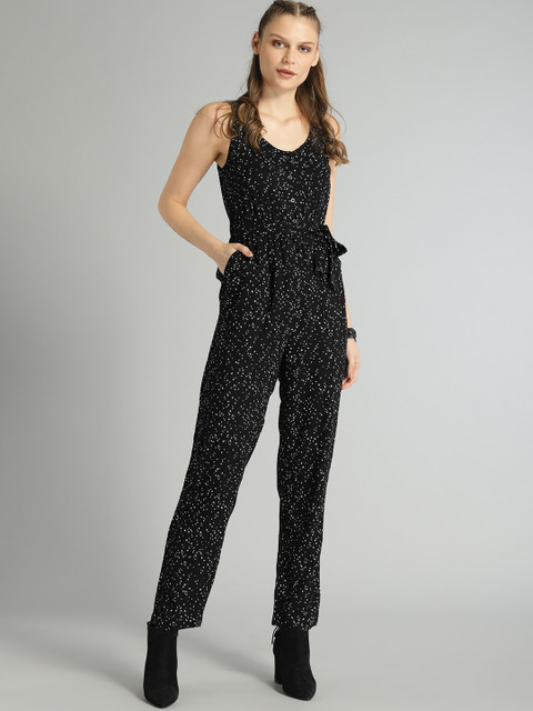 

Roadster Women Black & White Printed Basic Jumpsuit