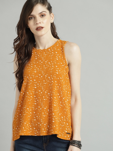 

Roadster Women Mustard Printed Top