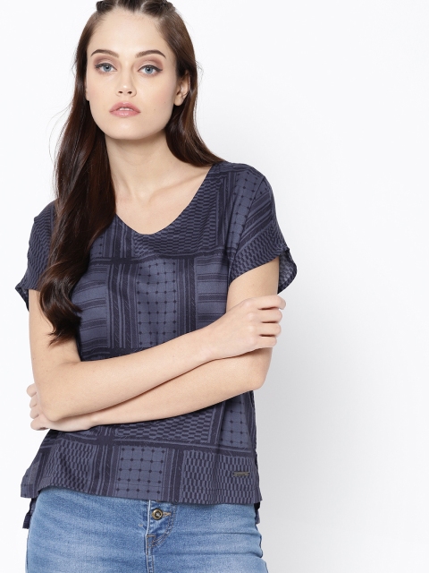 

Roadster Women Blue Printed Top