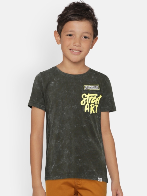 

Lee Cooper Boys Olive Green Pure Cotton Printed Round Neck Pure Cotton T-shirt