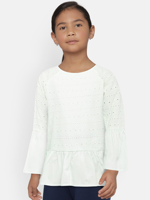 

Lee Cooper Girls Green Printed Peplum Pure Cotton Top