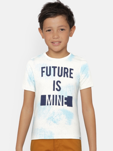 

Lee Cooper Boys Off-White & Blue Printed Round Neck T-shirt