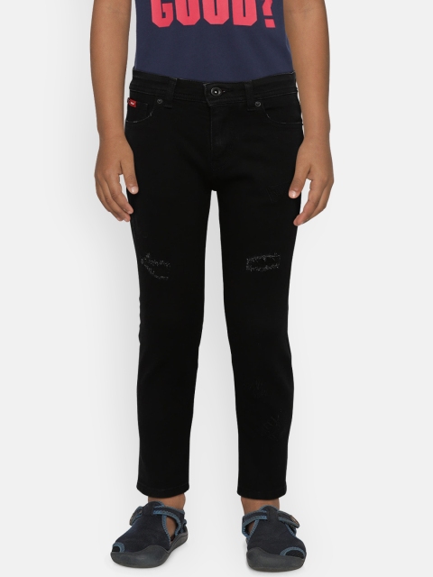 

Lee Cooper Boys Black Regular Fit Mid-Rise Low Distress Stretchable Jeans