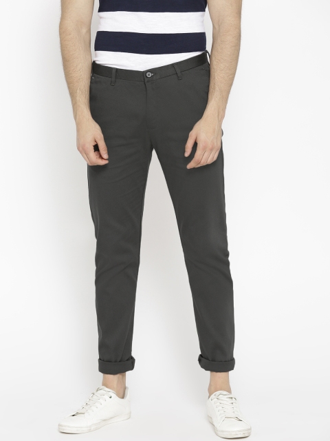 

Blackberrys Men Charcoal Grey Super Slim Fit Self Design Regular Trousers
