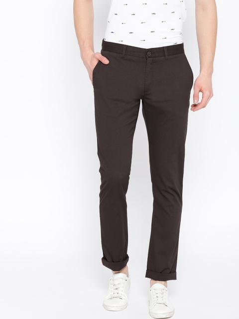 

Blackberrys Men Brown Sharp Skinny Fit Solid Regular Trousers