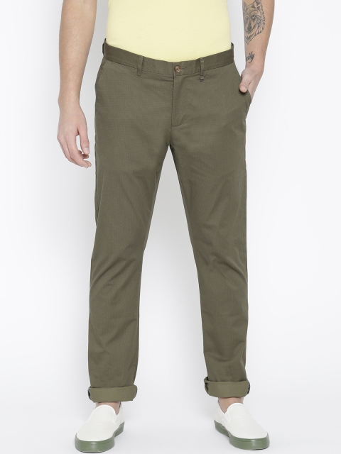 

Blackberrys Men Olive Green B-95 Sharp Skinny Fit Printed Regular Trousers