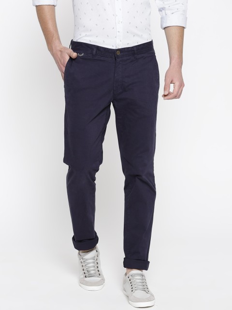 

Blackberrys Men Navy Blue Slim Fit Solid Chinos
