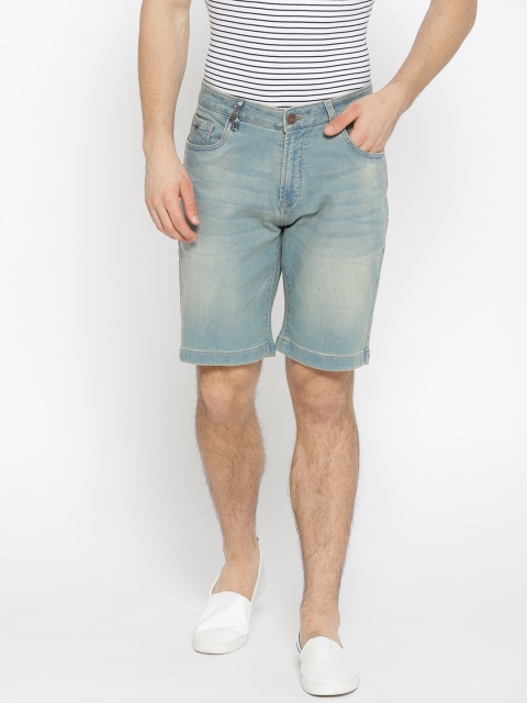 

Blackberrys Men Blue Washed Slim Fit Denim Shorts