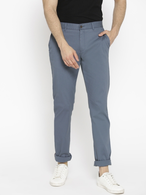 

Blackberrys Men Blue Sharp Fit Solid Trousers