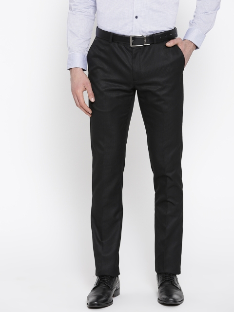 

Blackberrys Men Black Sharp Regular Fit Checked Formal Trousers