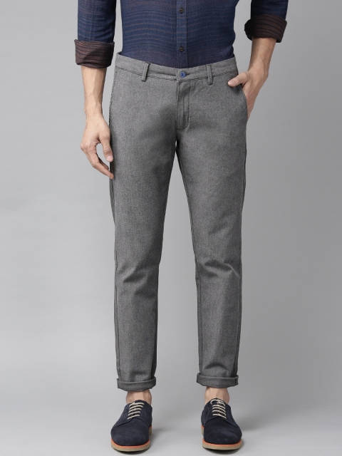 

Blackberrys Men Charcoal Grey Slim Fit Solid Regular Trousers