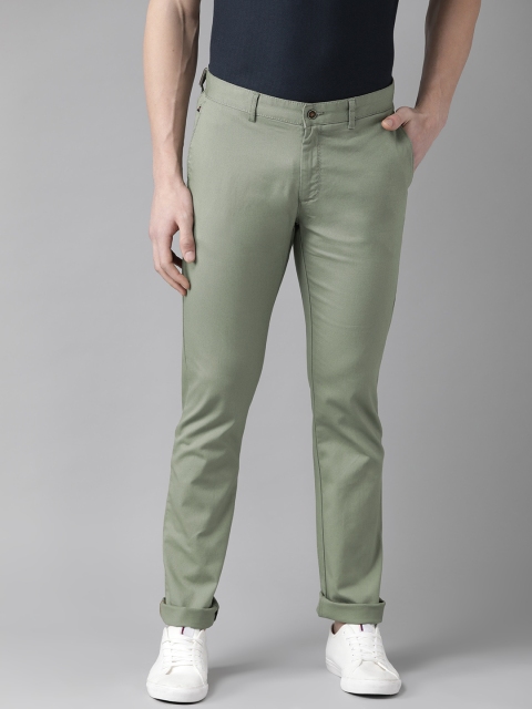 

Blackberrys Men Olive Green Regular Fit Self Design Regular Trousers