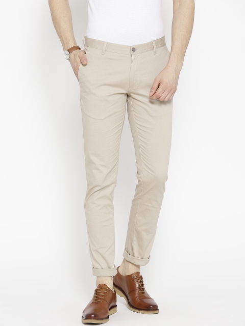 

Blackberrys Men Beige Regular Fit Textured Trousers