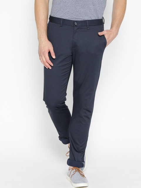 

Blackberrys Men Navy Blue Regular Fit Printed Chinos
