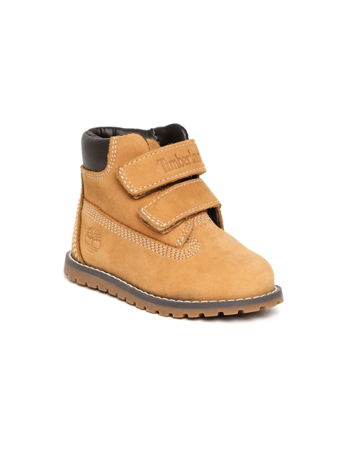 

Timberland Kids Unisex Tan Brown Solid Leather POKEYPINE H&LWARMBT Flat Boots