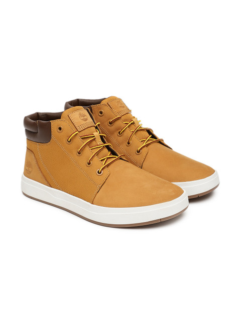 

Timberland Men Yellow Solid DAVIS SQ Leather Mid-Top Sneakers