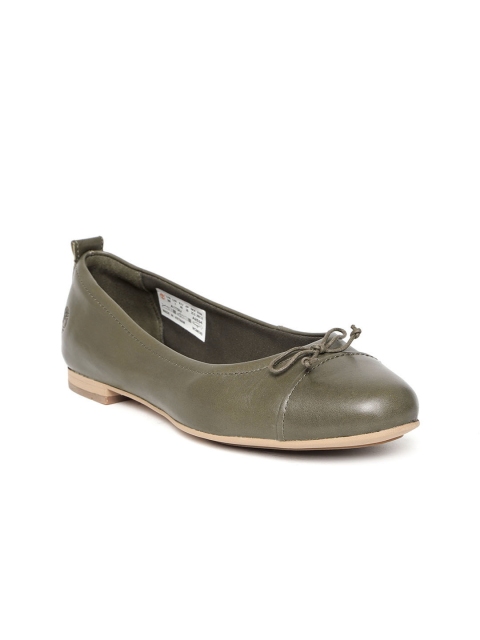 

Timberland Women Olive Green Solid Leather Ballerinas