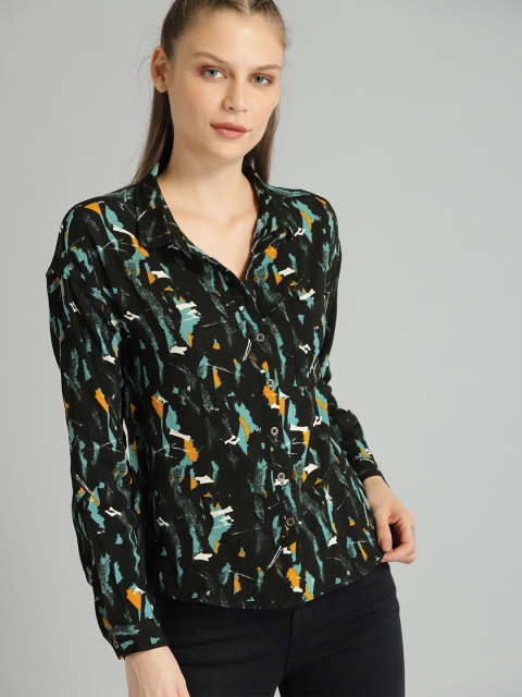 

Roadster Women Black Regular Fit Printed Casual Shirt