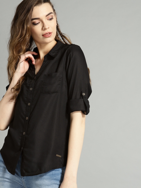 

Roadster Women Black Solid Shirt