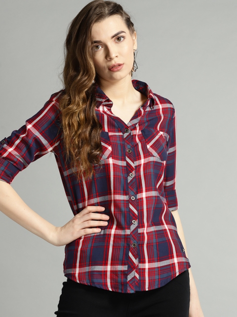 

Roadster Women Red & Navy Blue Checked Shirt