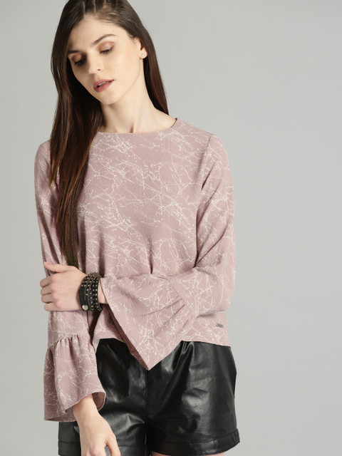

Roadster Women Mauve Abstract Printed Top