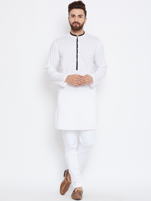 

See Designs Men White Solid Straight Kurta