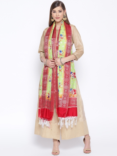 

Banarasi Style Green & Red Woven Design Dupatta