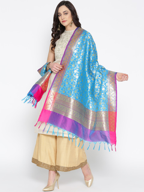 

Banarasi Style Blue & Golden Woven Design Dupatta