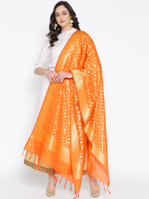 

Banarasi Style Orange & Golden Woven Design Dupatta