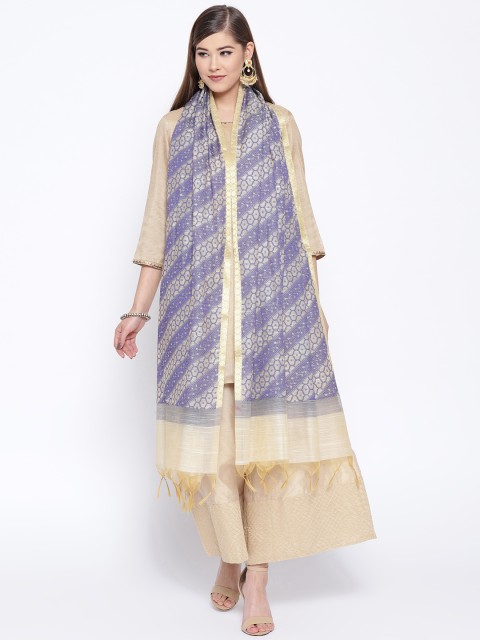 

Banarasi Style Beige & Blue Woven Design Dupatta