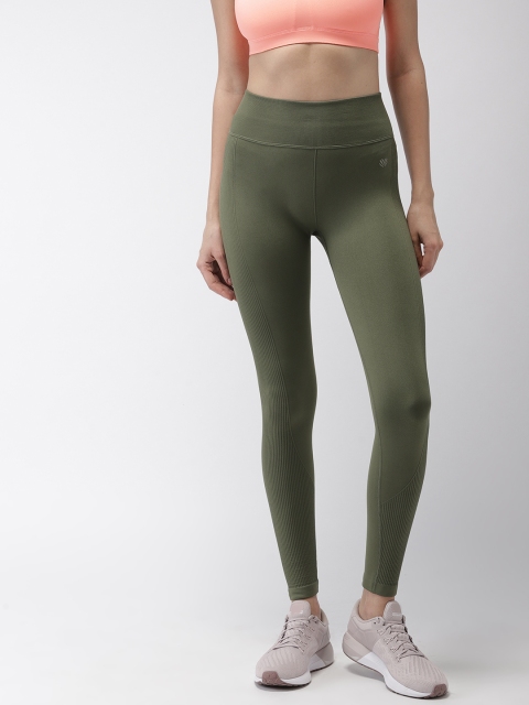 

FOREVER 21 Women Olive Green Solid Tights