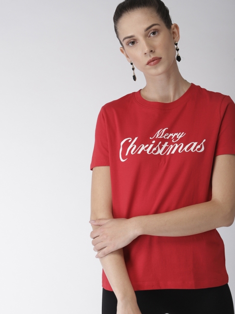 

FOREVER 21 Women Red Printed T-shirt