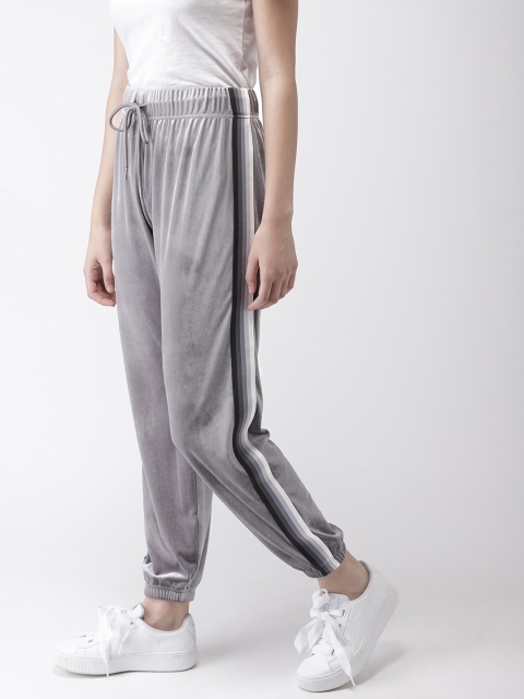

FOREVER 21 Women Grey Regular Fit Solid Cropped Velvet Joggers
