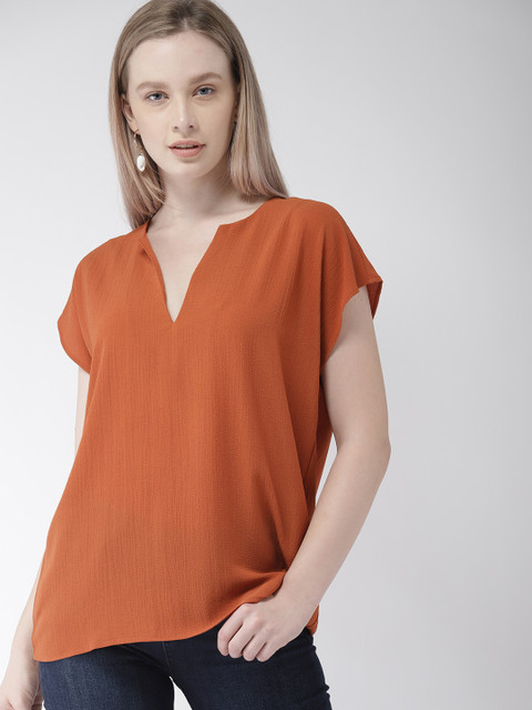 

FOREVER 21 Women Rust Brown Solid Top