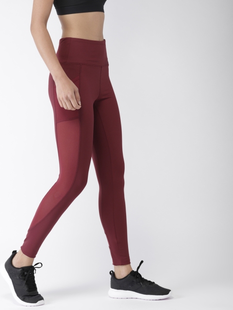

FOREVER 21 Women Maroon Solid Cropped Tights