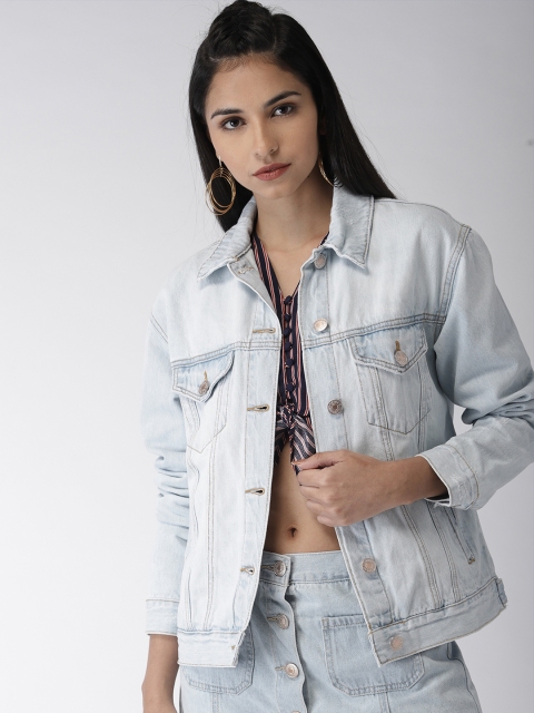 

FOREVER 21 Women Blue Washed Denim Jacket