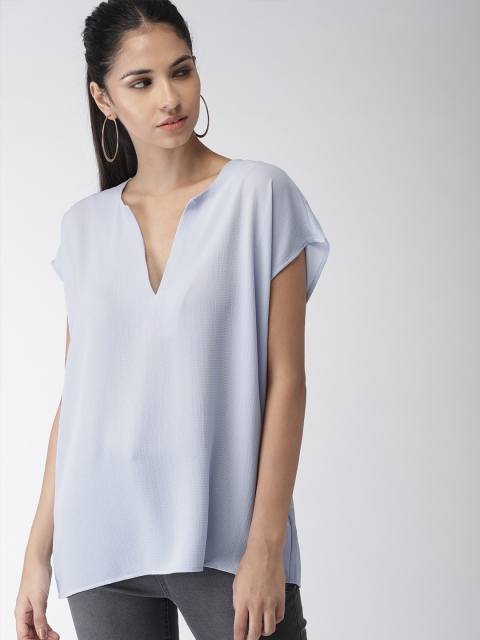 

FOREVER 21 Women Blue Solid Top
