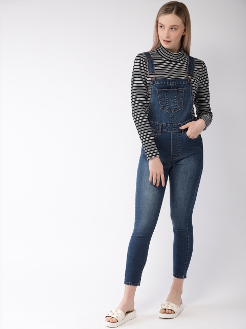 

FOREVER 21 Women Blue Solid Denim Dungarees