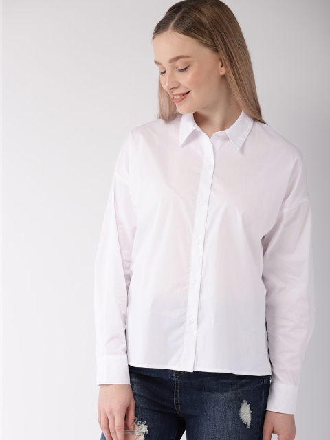 

FOREVER 21 Women White Regular Fit Solid Casual Shirt