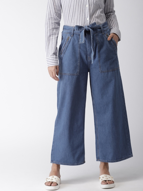 

FOREVER 21 Women Blue Regular Fit Mid-Rise Clean Look Jeans