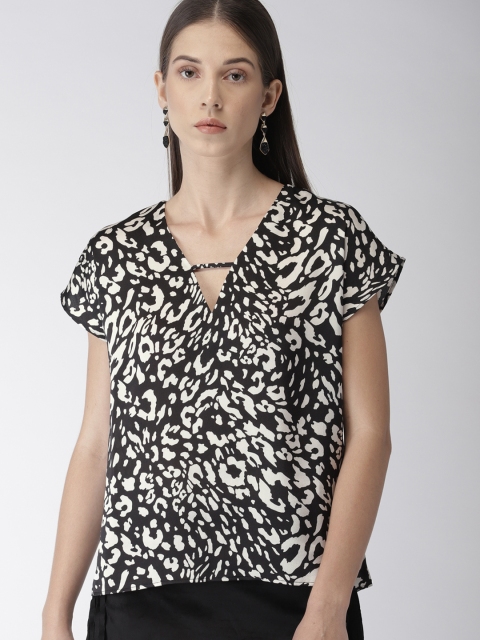 

FOREVER 21 Women Black Printed Top