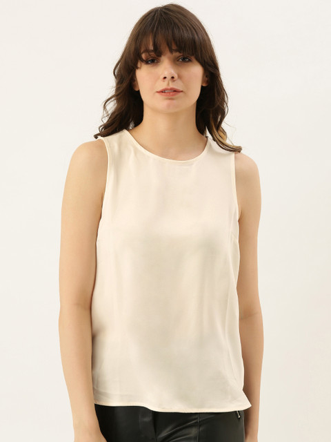 

FOREVER 21 Women Cream-Coloured Solid Top