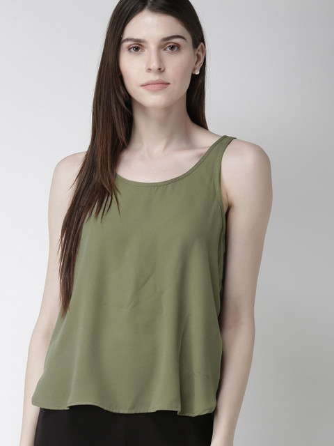 

FOREVER 21 Women Olive Green Solid Top