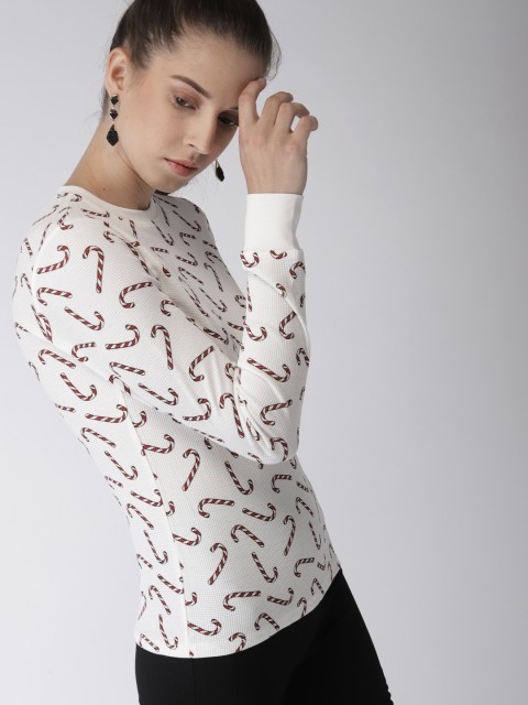 

FOREVER 21 Women White Printed T-shirt