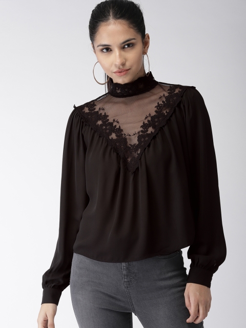 

FOREVER 21 Women Black Solid Top
