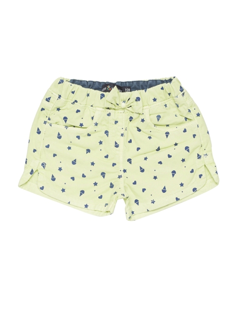 TALES & STORIES Girls Green Printed Slim Fit Hot Pants