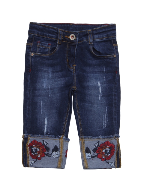 

TALES & STORIES Girls Blue Solid Slim Fit Capris