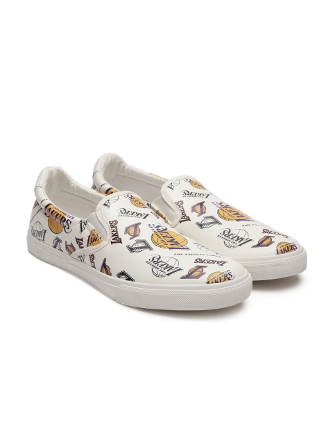

NBA Men White Printed Slip-On Sneakers