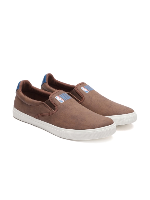

NBA Men Brown Solid Slip-On Sneakers