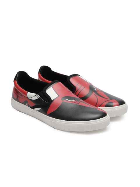 

NBA Men Black & Red Slip-On Sneakers